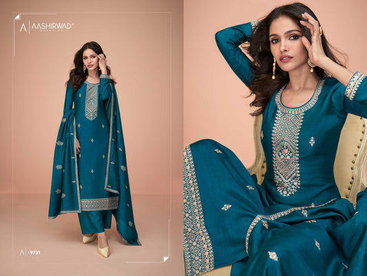 9731 Hiva Aashirwad Creation Unstitched Suits