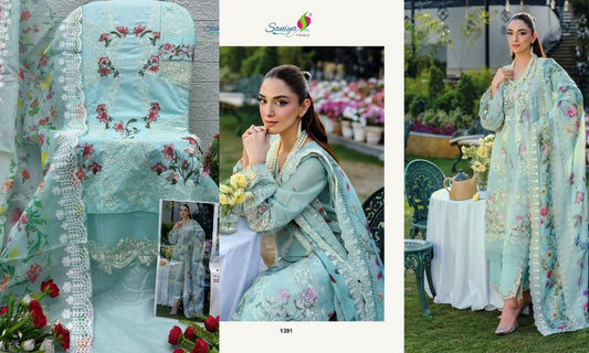 1391 Luxury Lawn 25-3 Nx Saniya Trendz Pure Cotton Pakistani Salwar Suits