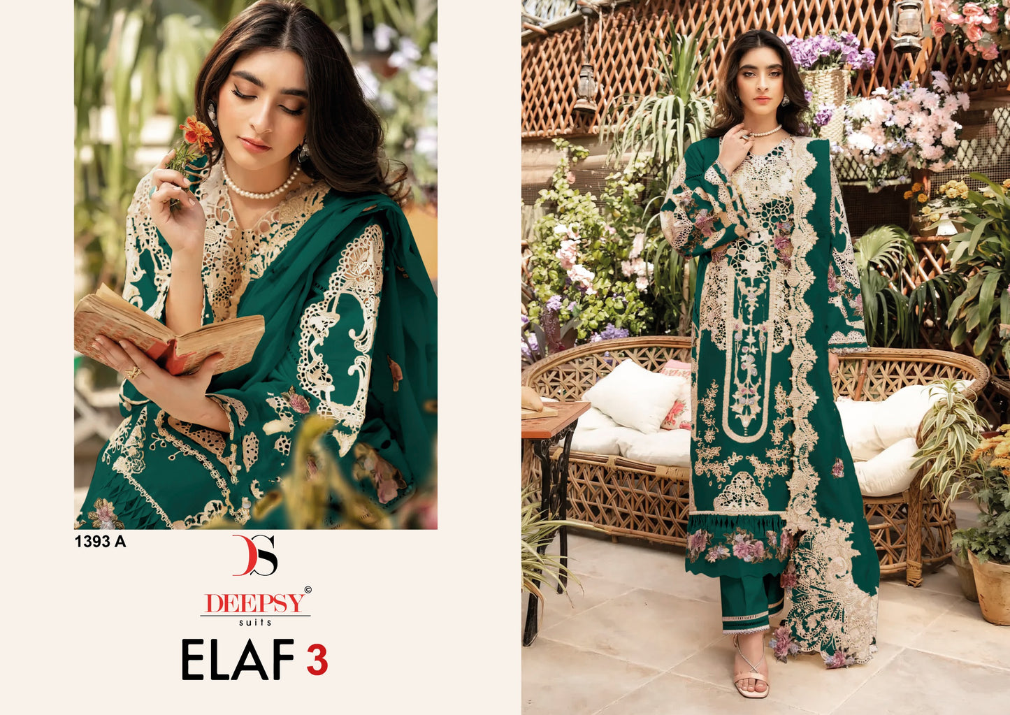1393-A Elaf 3 Deepsy Pure Cotton Pakistani Salwar Suits