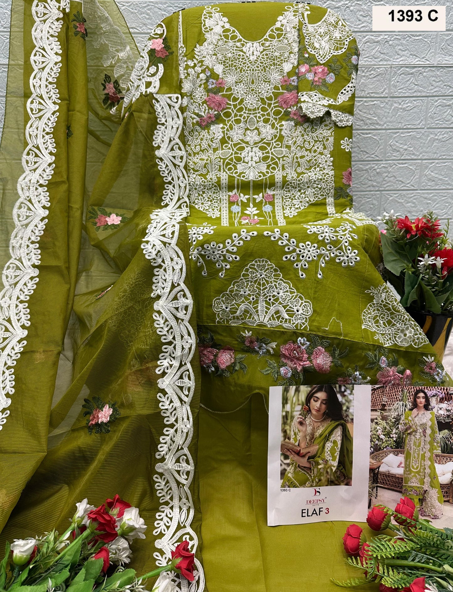 1393-C Elaf 3 Deepsy Pure Cotton Pakistani Salwar Suits