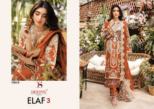 1393-D Elaf 3 Deepsy Pure Cotton Pakistani Salwar Suits
