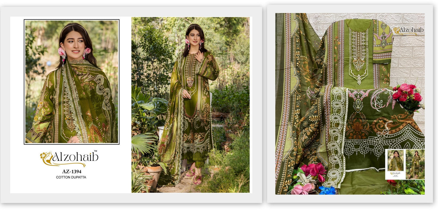 1394 Aalsha Vol 2 Al Zohaib Pure Cotton Pakistani Salwar Suits