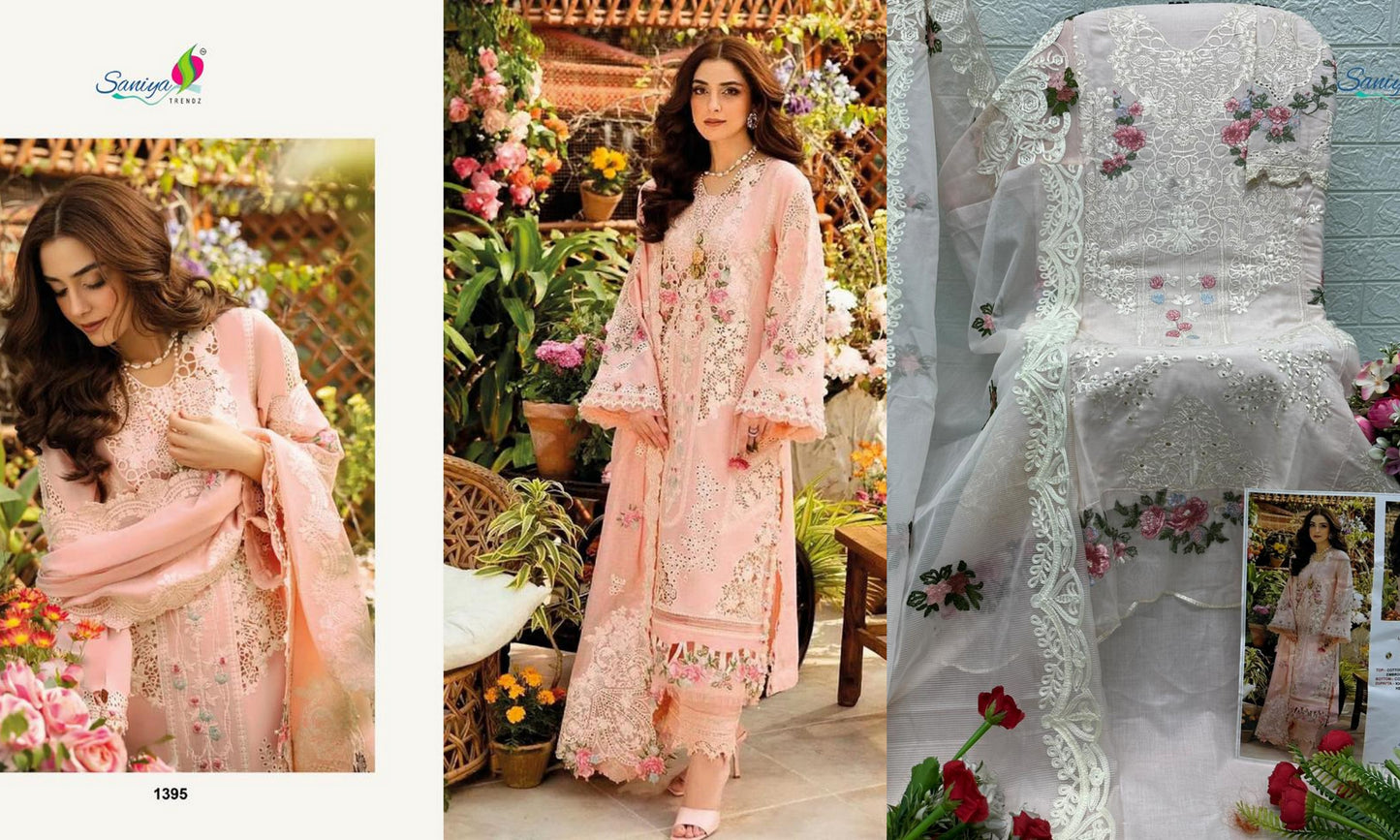 1395 Luxury Lawn 25-3 Nx Saniya Trendz Pure Cotton Pakistani Salwar Suits
