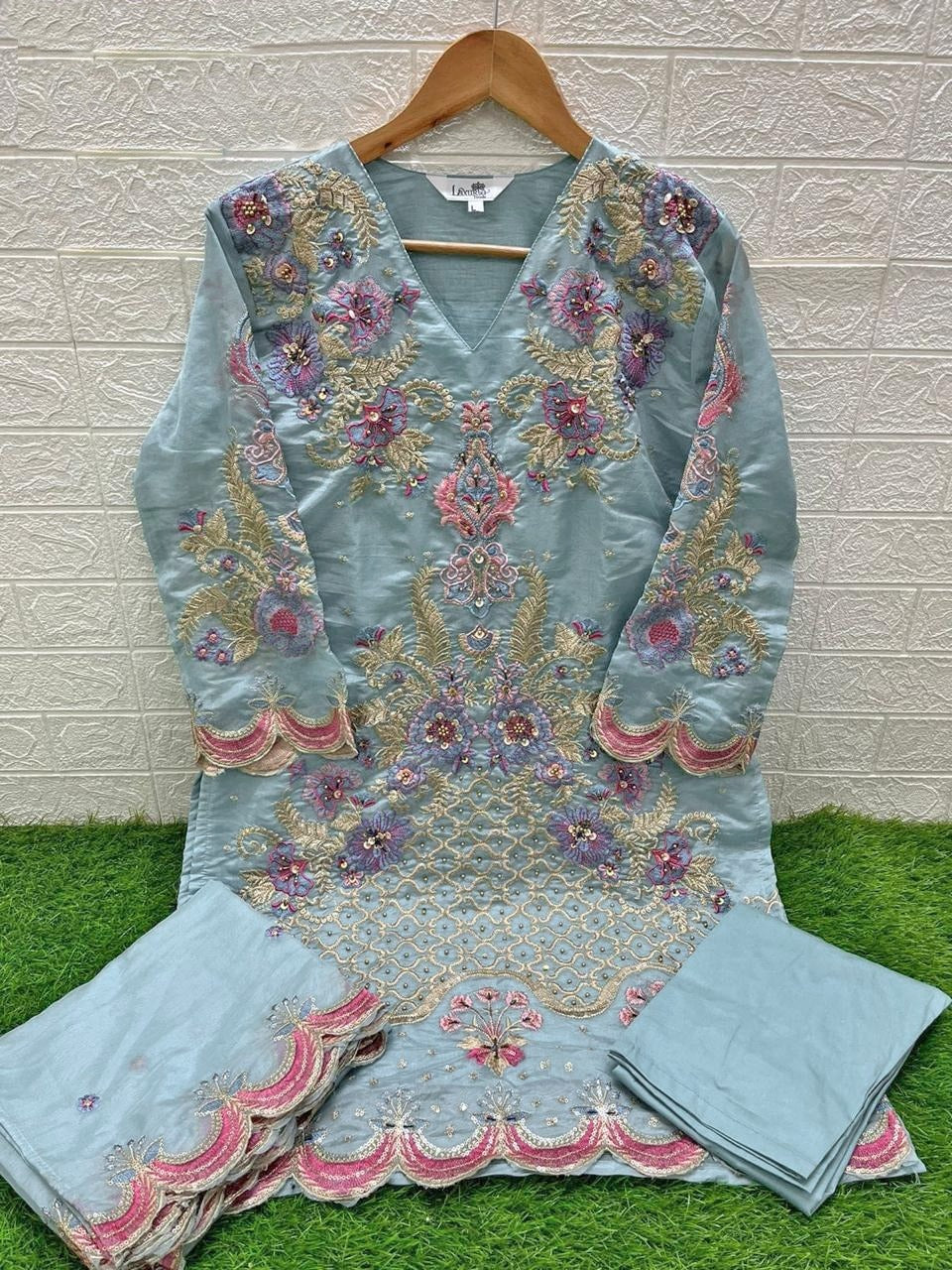 1396 Sky Laxuria Trendz Organza Pakistani Readymade Suits