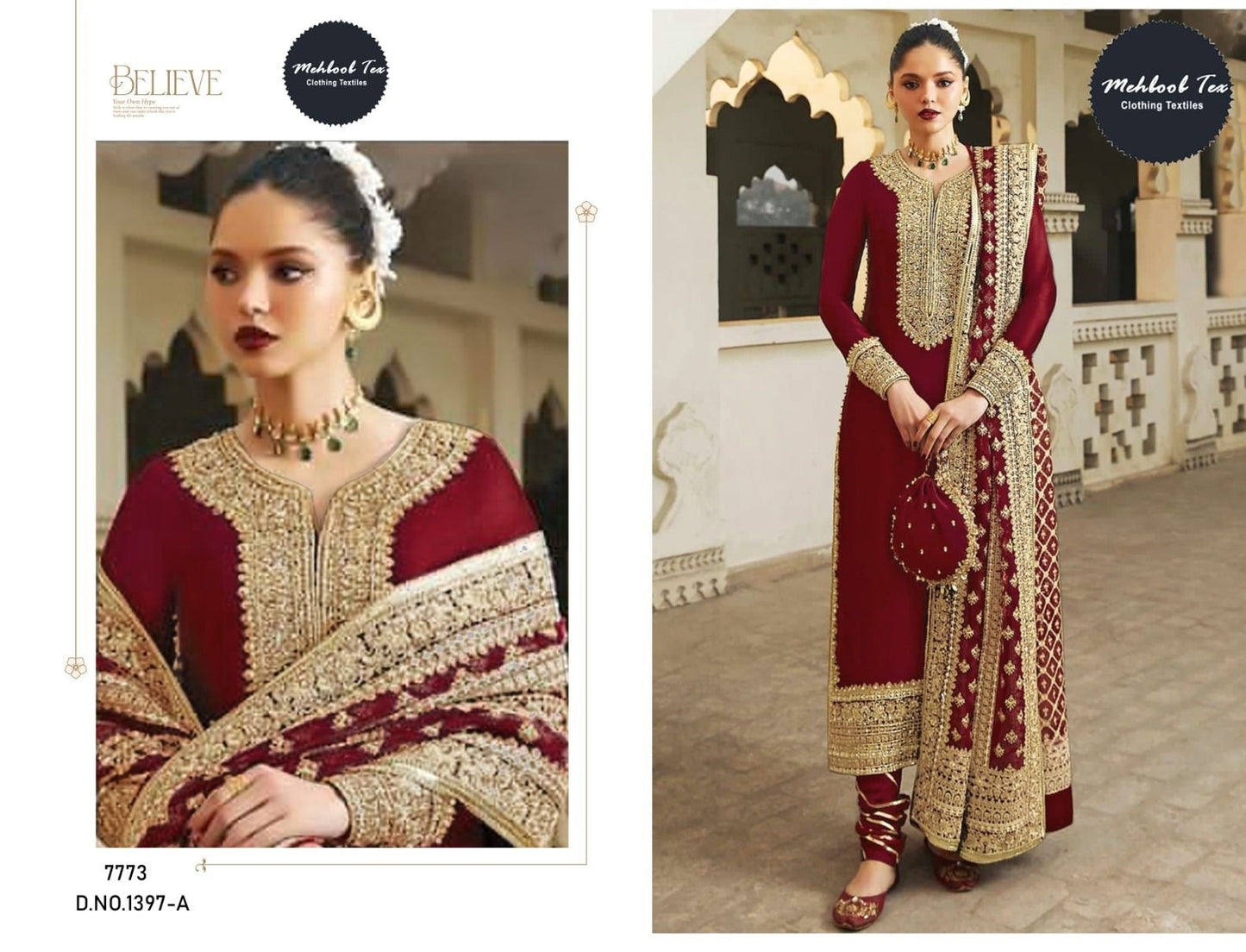 1397A Mehboob Tex Handwork Pakistani Salwar Suits