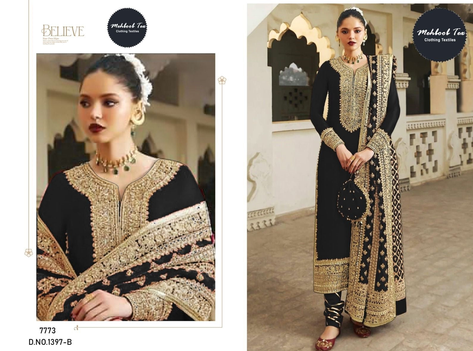 1397B Mehboob Tex Handwork Pakistani Salwar Suits