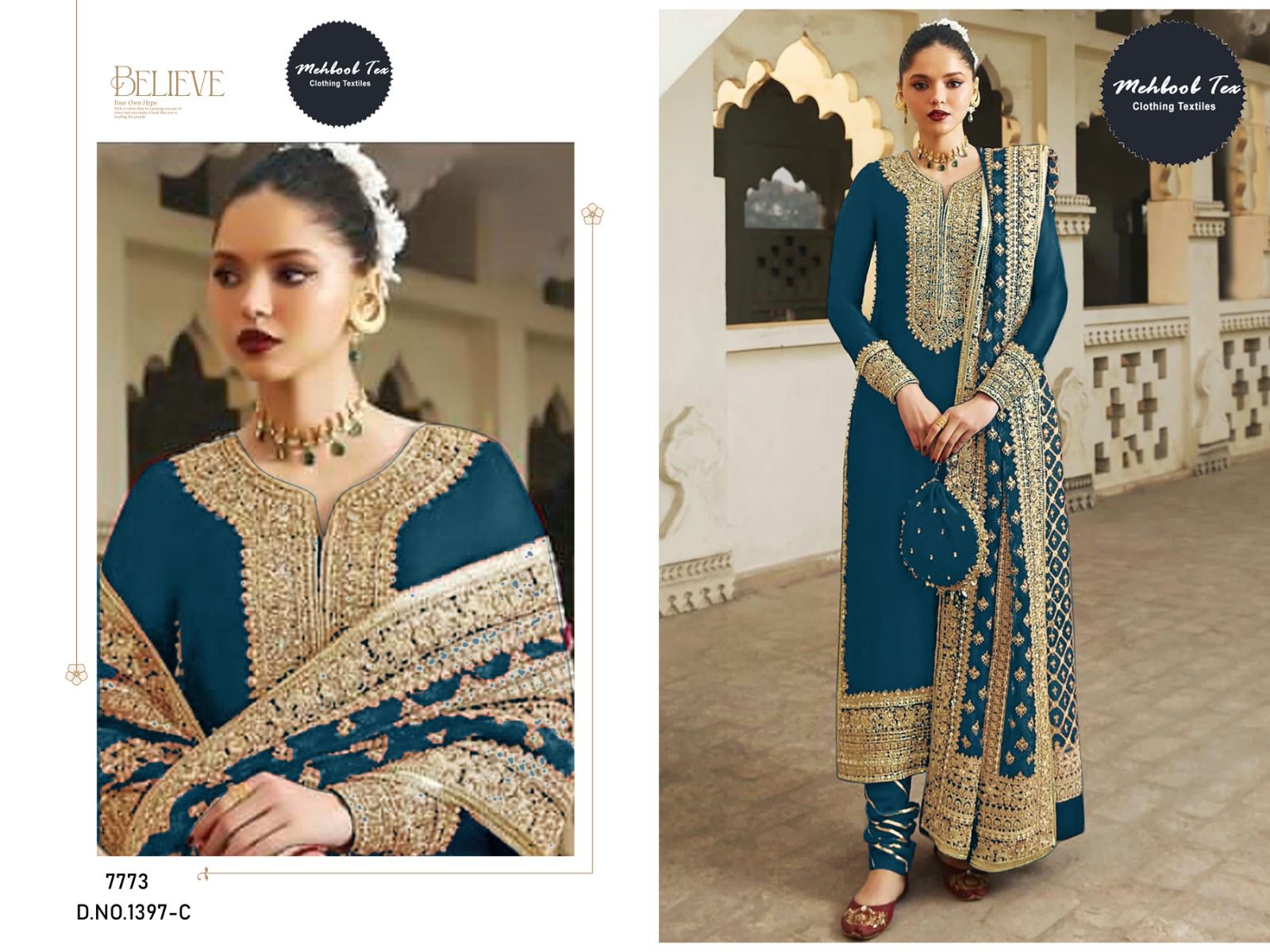 1397C Mehboob Tex Handwork Pakistani Salwar Suits