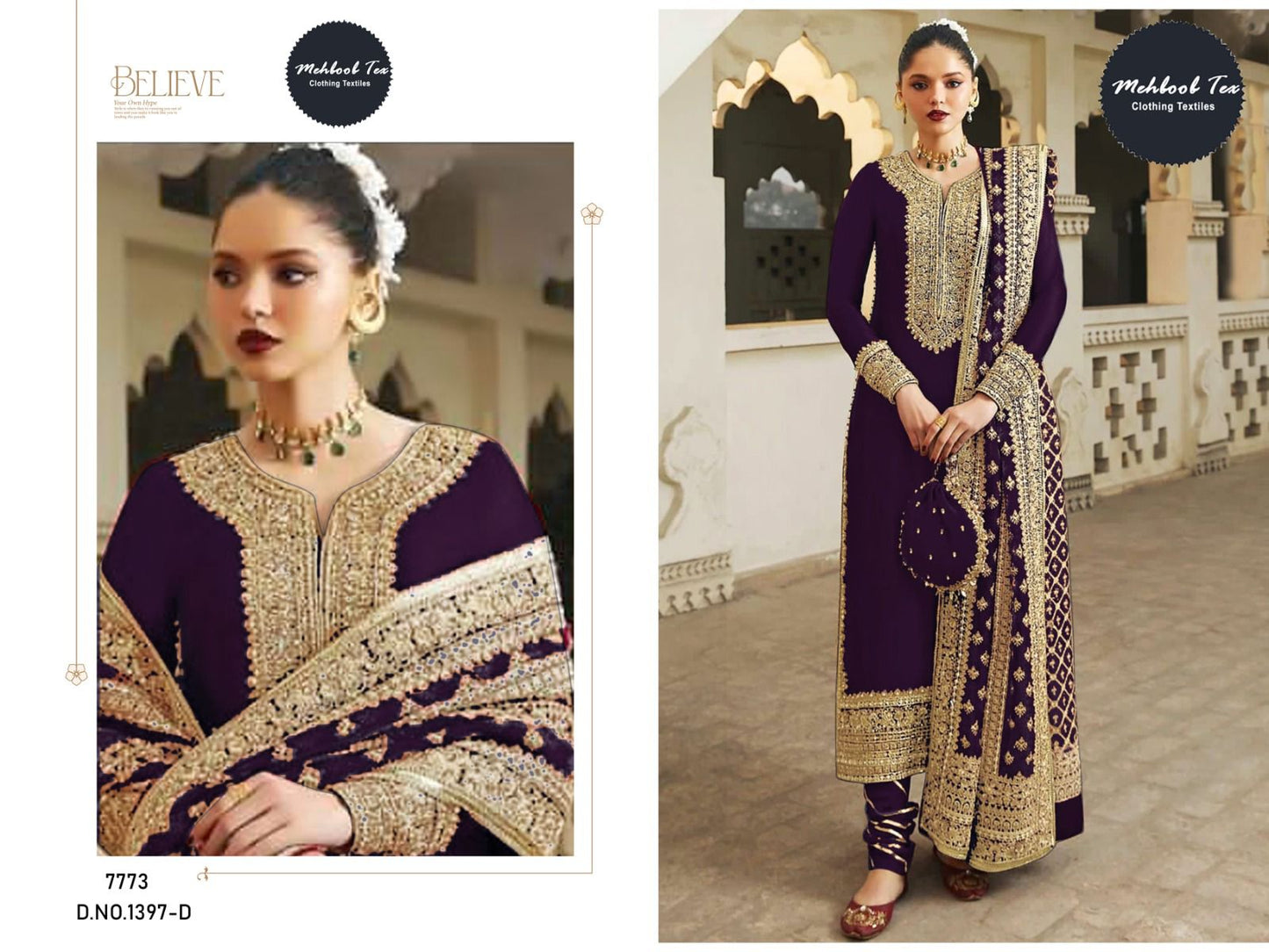 1397D Mehboob Tex Handwork Pakistani Salwar Suits