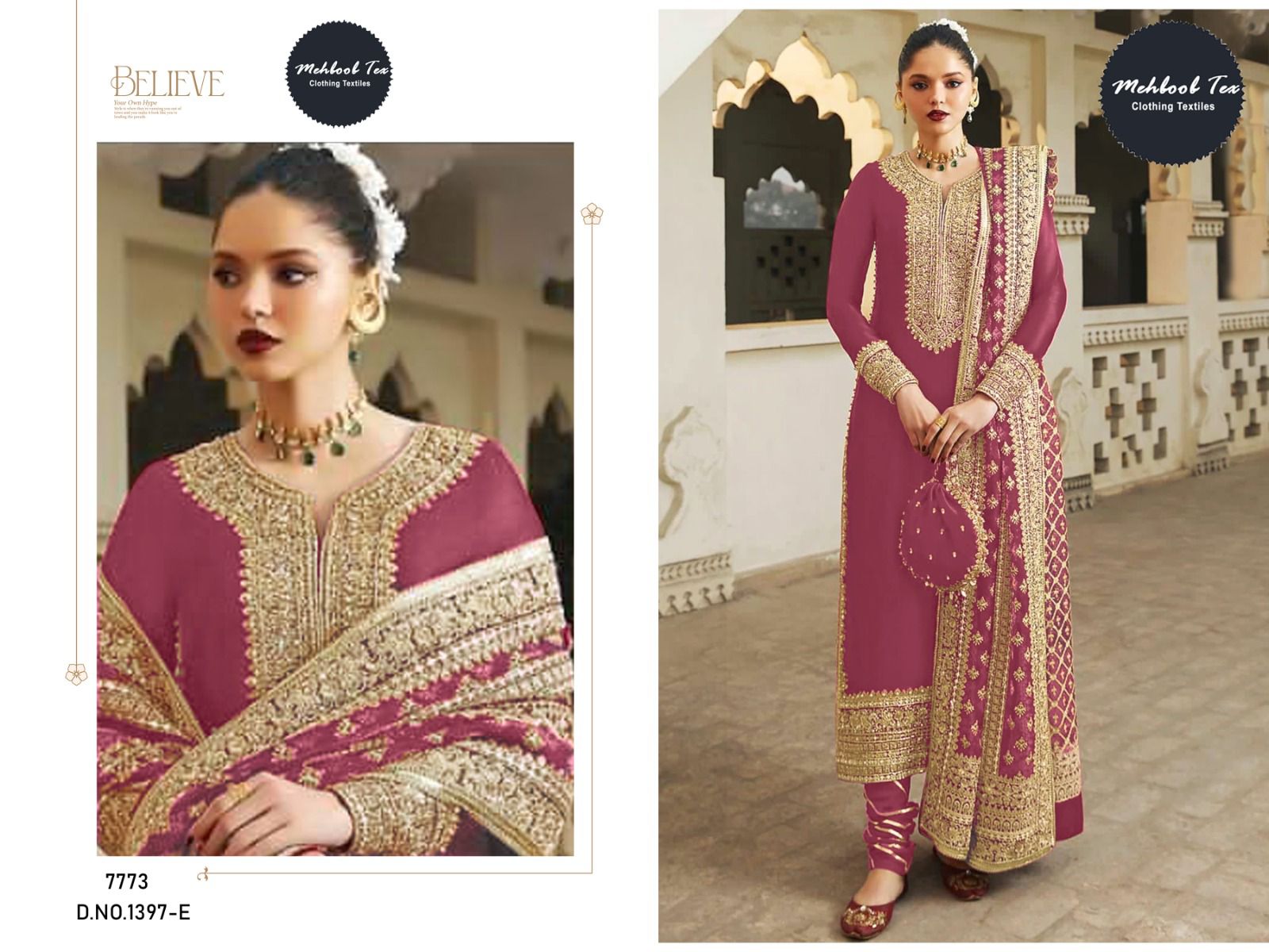 1397E Mehboob Tex Handwork Pakistani Salwar Suits