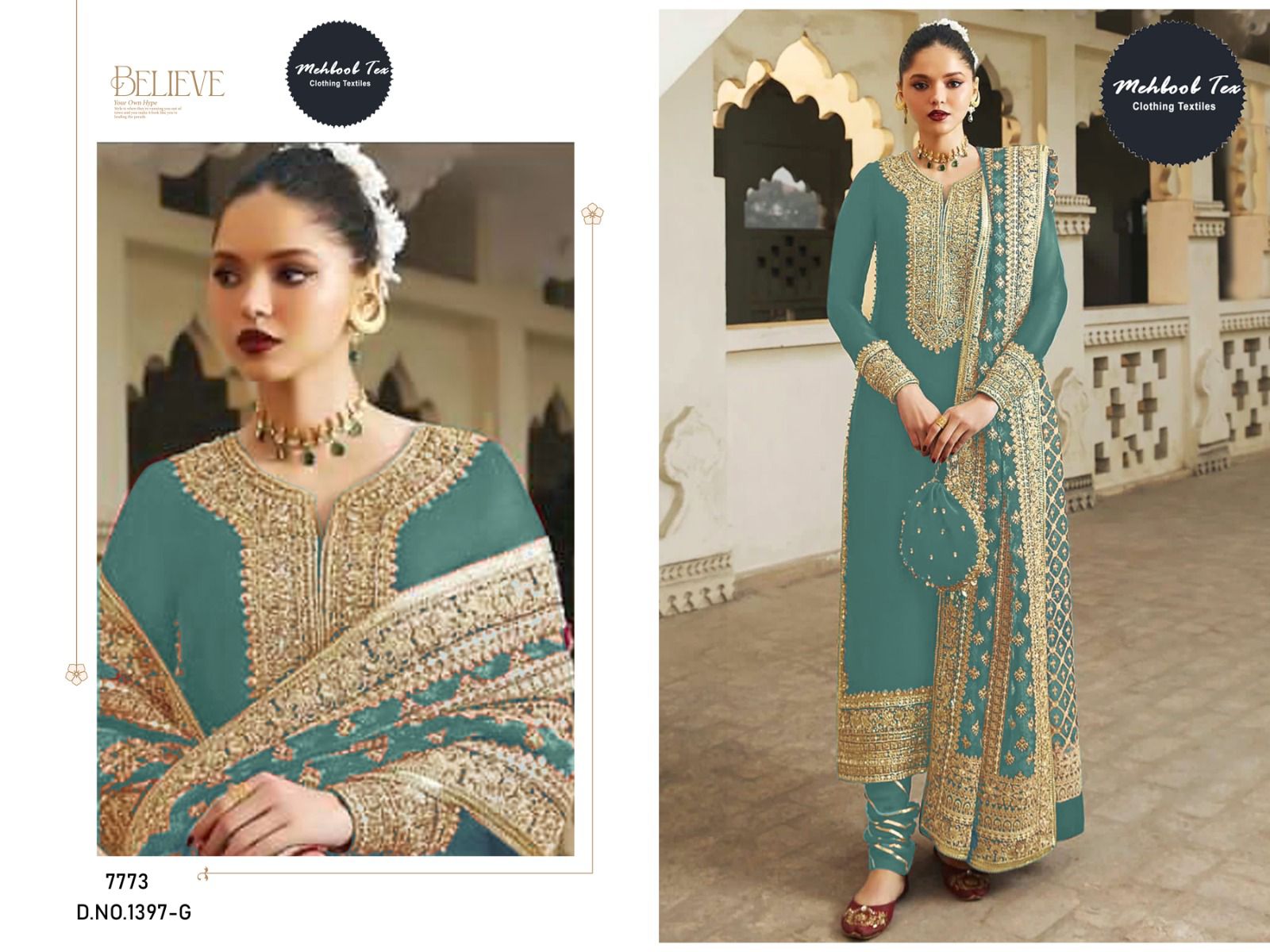 1397G Mehboob Tex Handwork Pakistani Salwar Suits