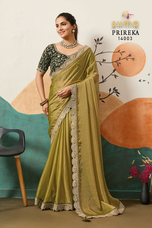 14003 Prireka Suma Designer Nc Moss Sarees