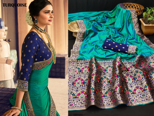 Tanvi Turquoise Jr Creation Sarees