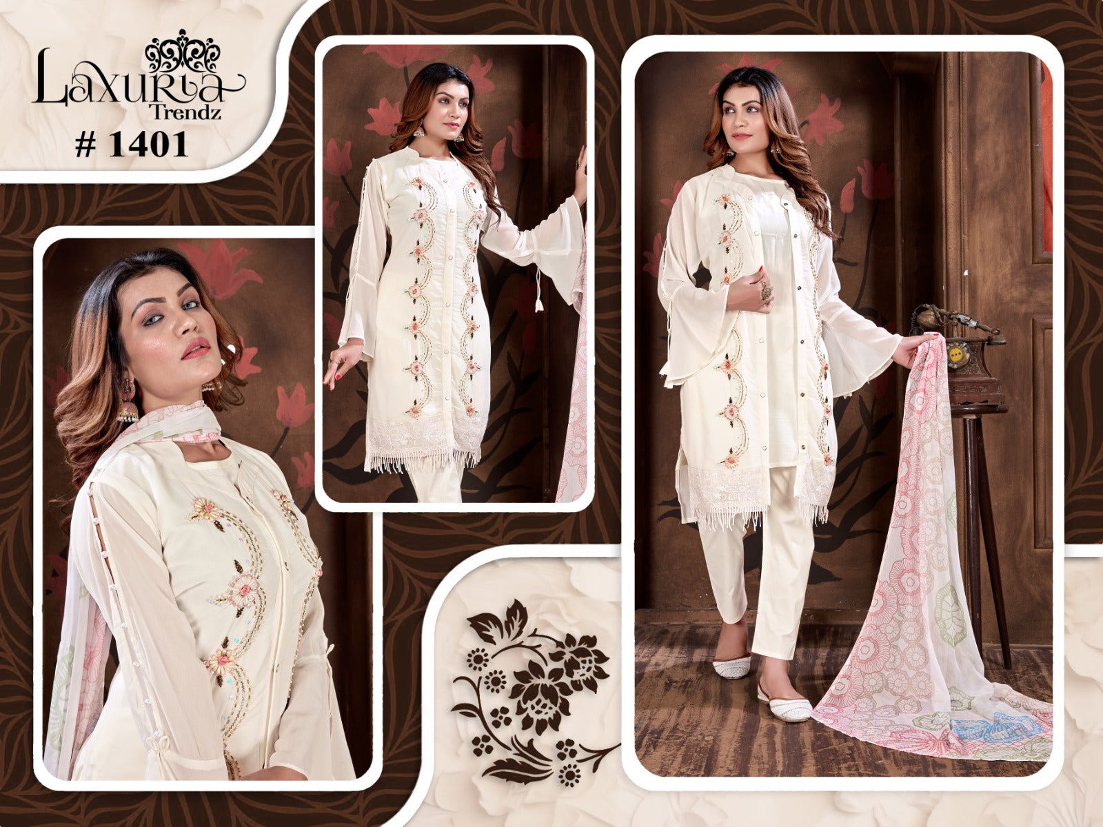 1401 Laxuria Trendz Shrug Pakistani Readymade Suits