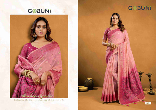 1401 Sindoor Gobuni Spun Cotton Sarees