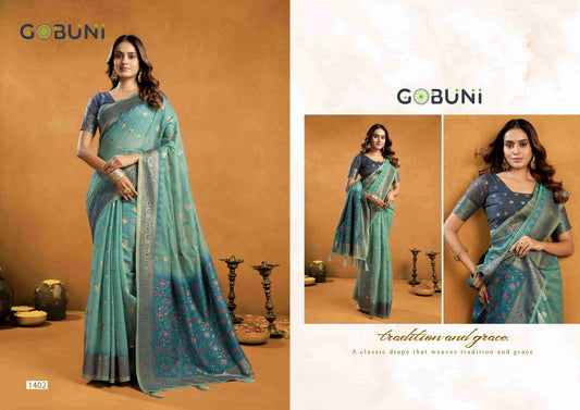 1402 Sindoor Gobuni Spun Cotton Sarees