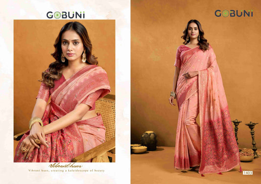 1403 Sindoor Gobuni Spun Cotton Sarees