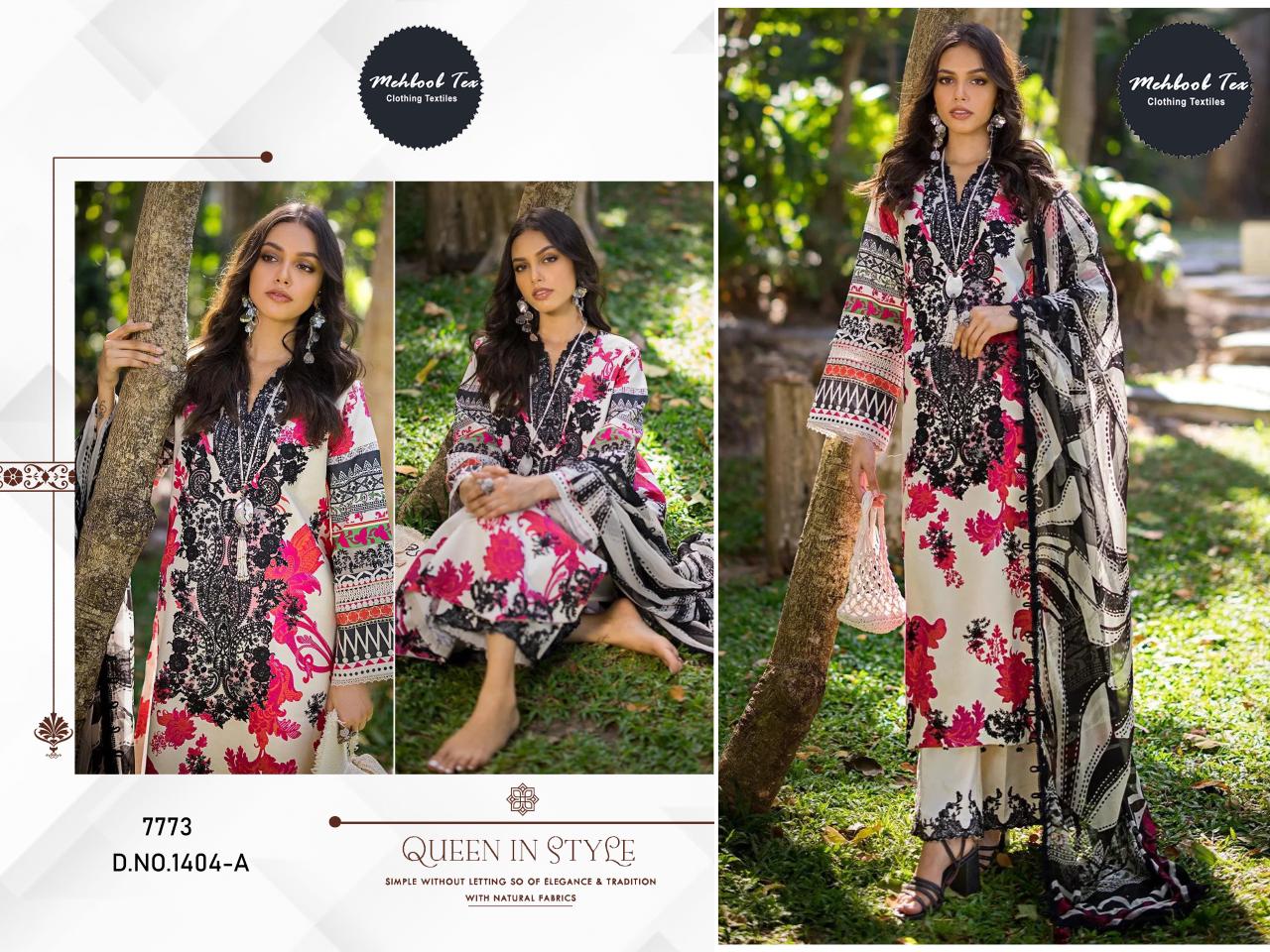 1404A Mehboob Tex Cambric Cotton Pakistani Salwar Suits