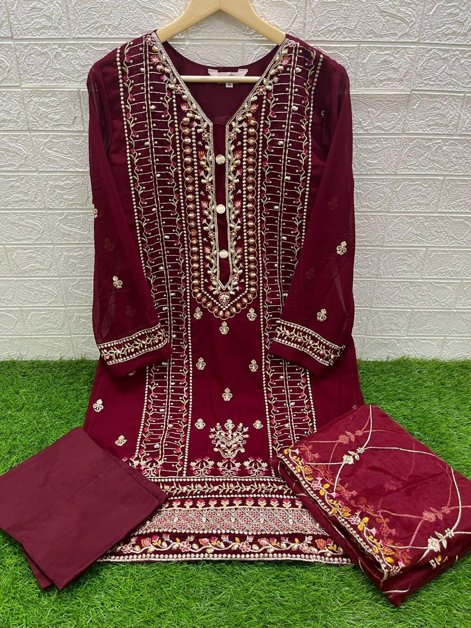 1408 Maroon Laxuria Trendz Embroidered Pakistani Readymade Suits