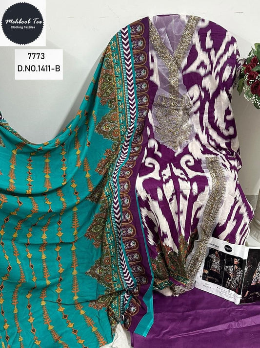 1411-B Mehboob Tex Printed Pakistani Patch Suits