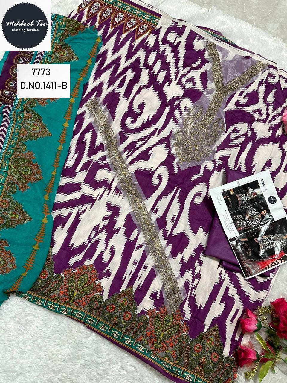 1411-B Mehboob Tex Printed Pakistani Patch Suits