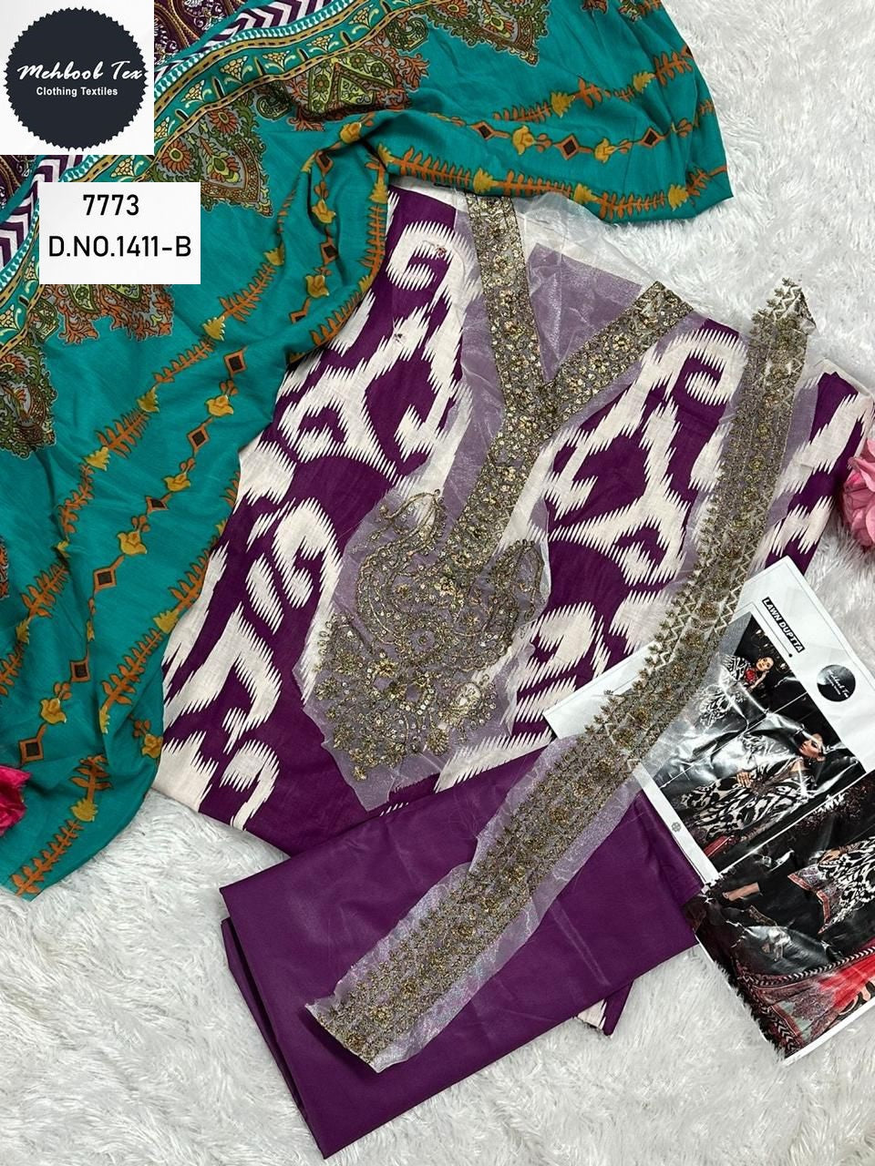 1411-B Mehboob Tex Printed Pakistani Patch Suits