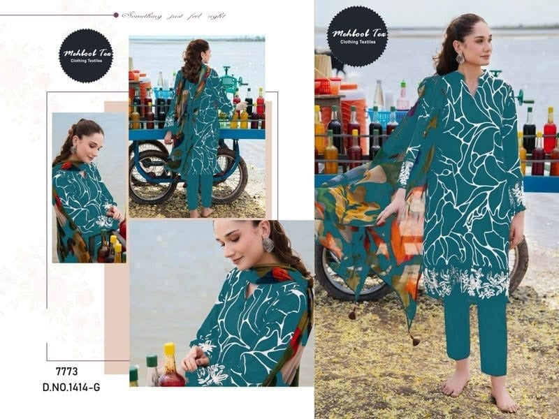 1414-G Mehboob Tex Embroidery Pakistani Patch Suits