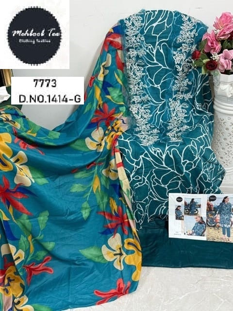 1414-G Mehboob Tex Embroidery Pakistani Patch Suits