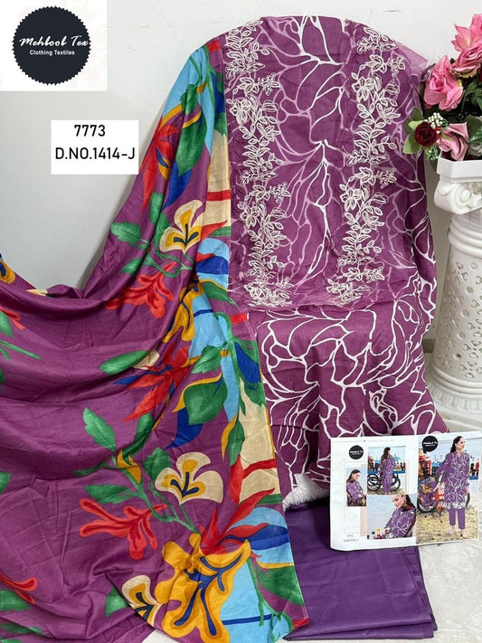1414-J Mehboob Tex Printed Pakistani Patch Suits