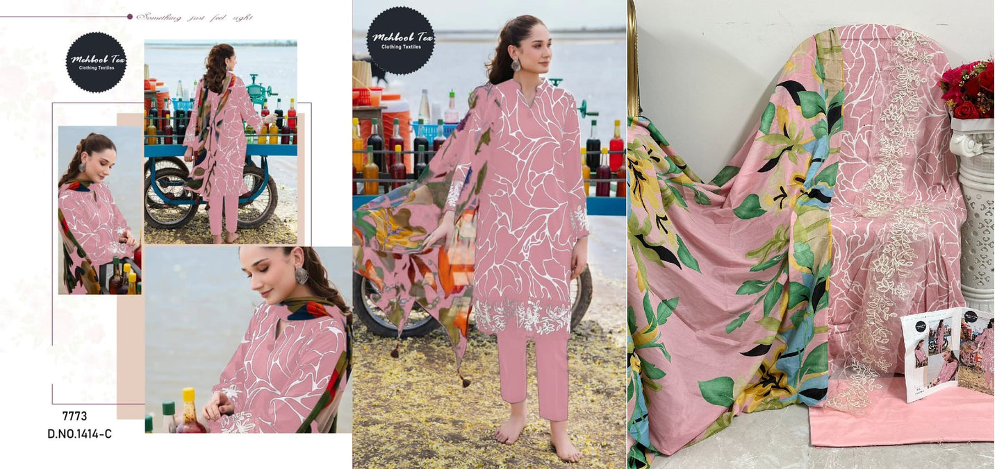 1414C M Basic Mehboob Tex Pakistani Patch Suits