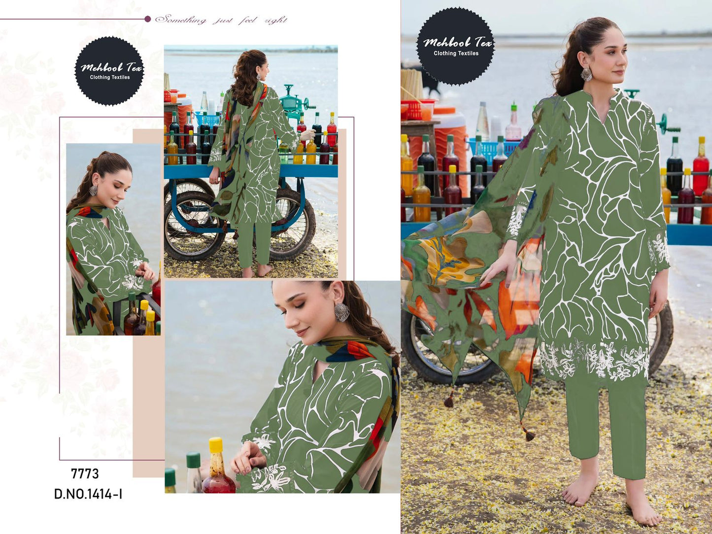 1414I M Basic Mehboob Tex Print Pakistani Patch Suits