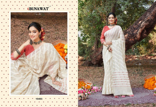 10493 Jari Bunawat Sarees