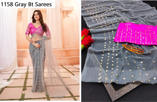 1158Gray Bt Sarees