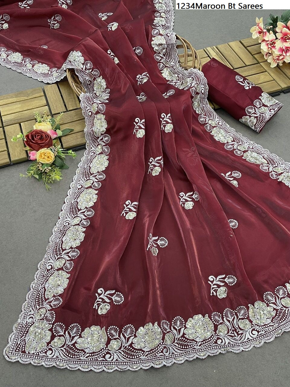 1234Maroon Bt Sarees