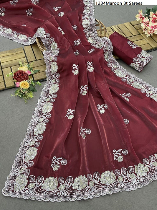 1234Maroon Bt Sarees