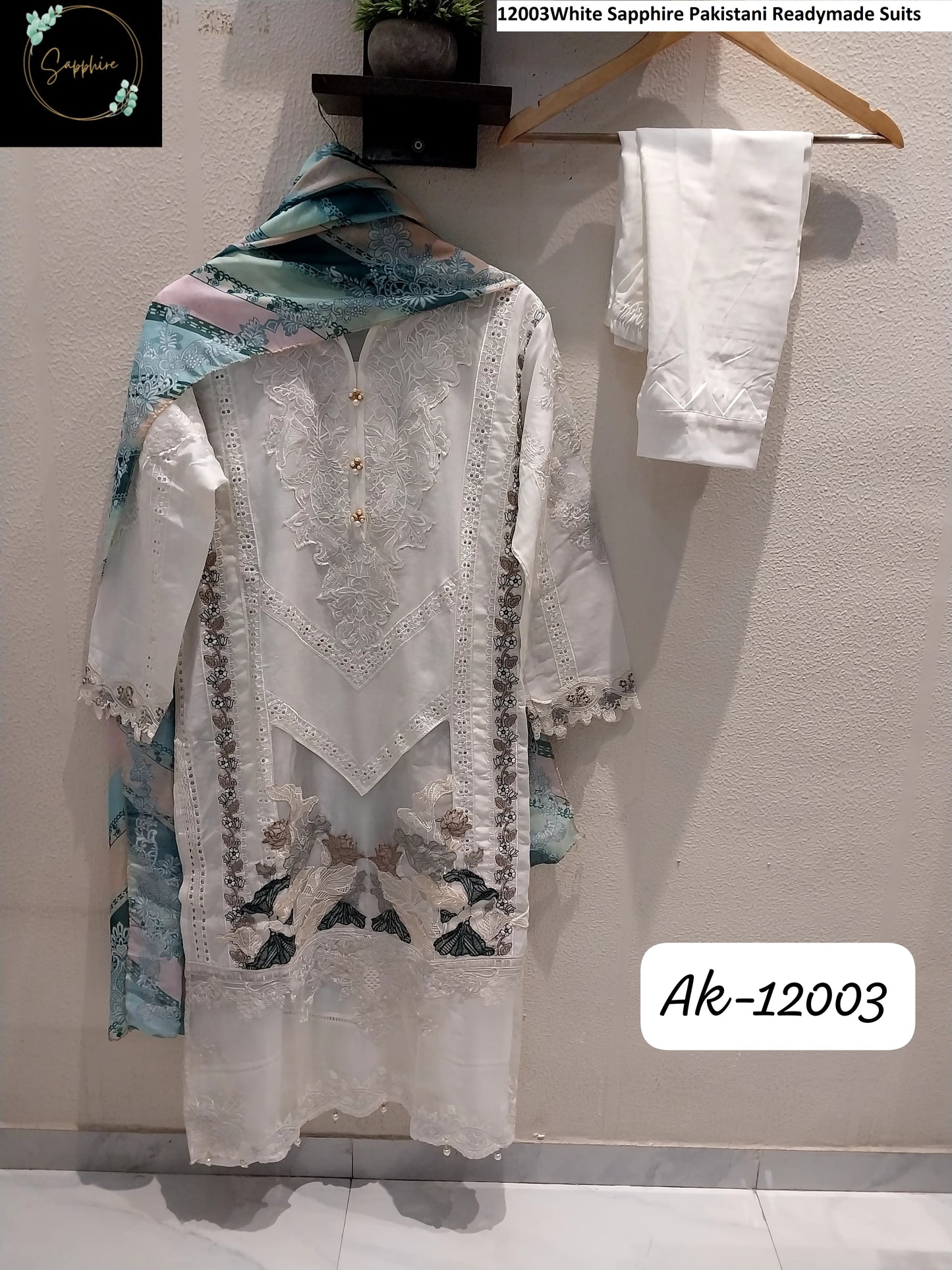 12003White Sapphire Pakistani Readymade Suits