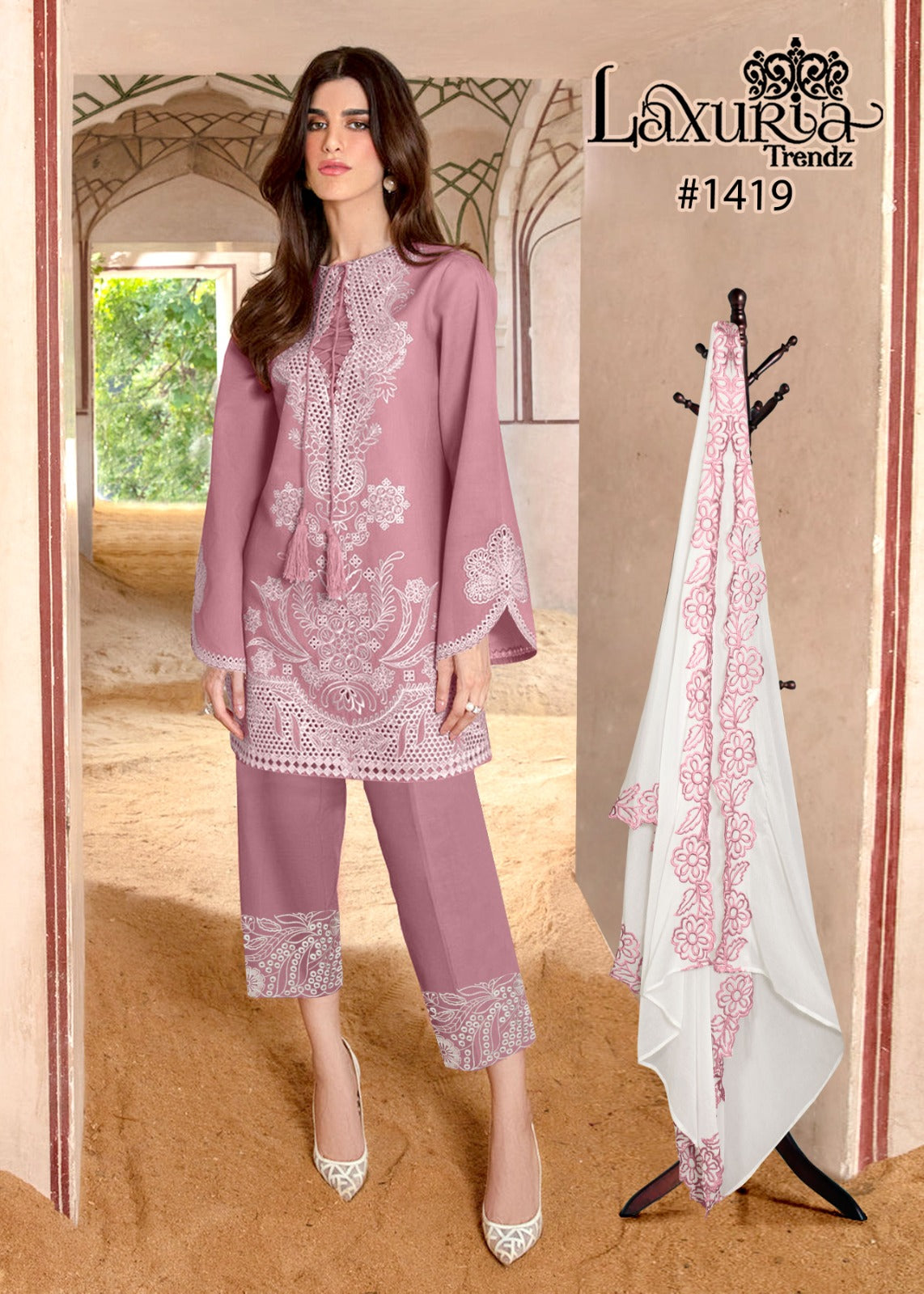 1419 Pink Laxuria Trendz Zam Cotton Pakistani Readymade Suits