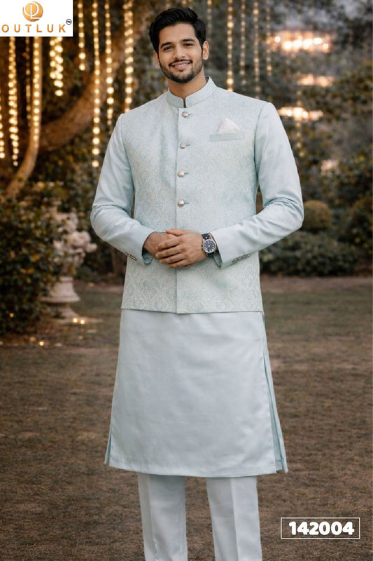 142004 Wedding Vol 142 Outluk Koti Jacquard Mens Kurta Pyjama