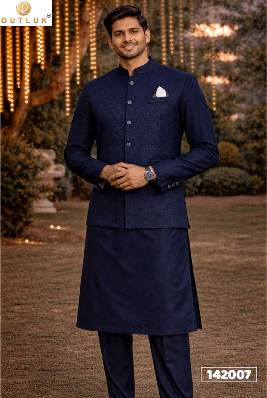142007 Wedding Vol 142 Outluk Koti Jacquard Mens Kurta Pyjama