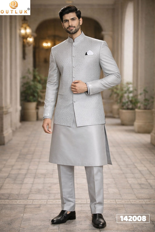 142008 Wedding Vol 142 Outluk Koti Jacquard Mens Kurta Pyjama