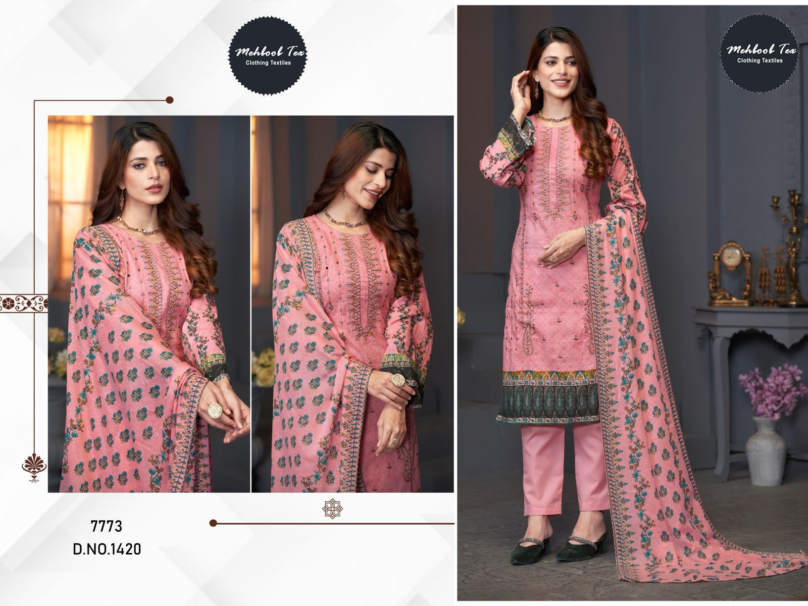 1420 Mehboob Tex Embroidered Pakistani Salwar Suits