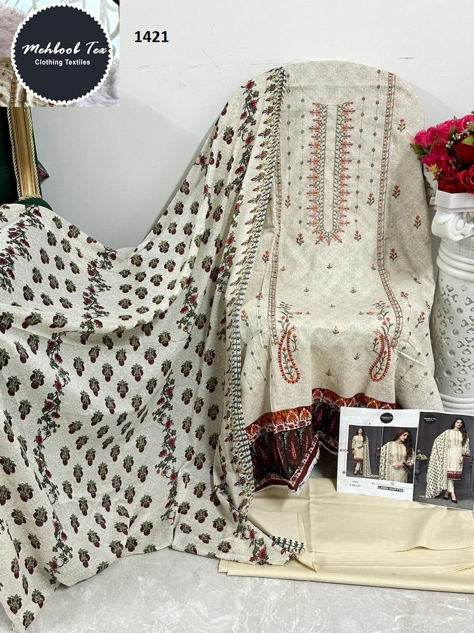 1421 Mehboob Tex Embroidered Pakistani Salwar Suits