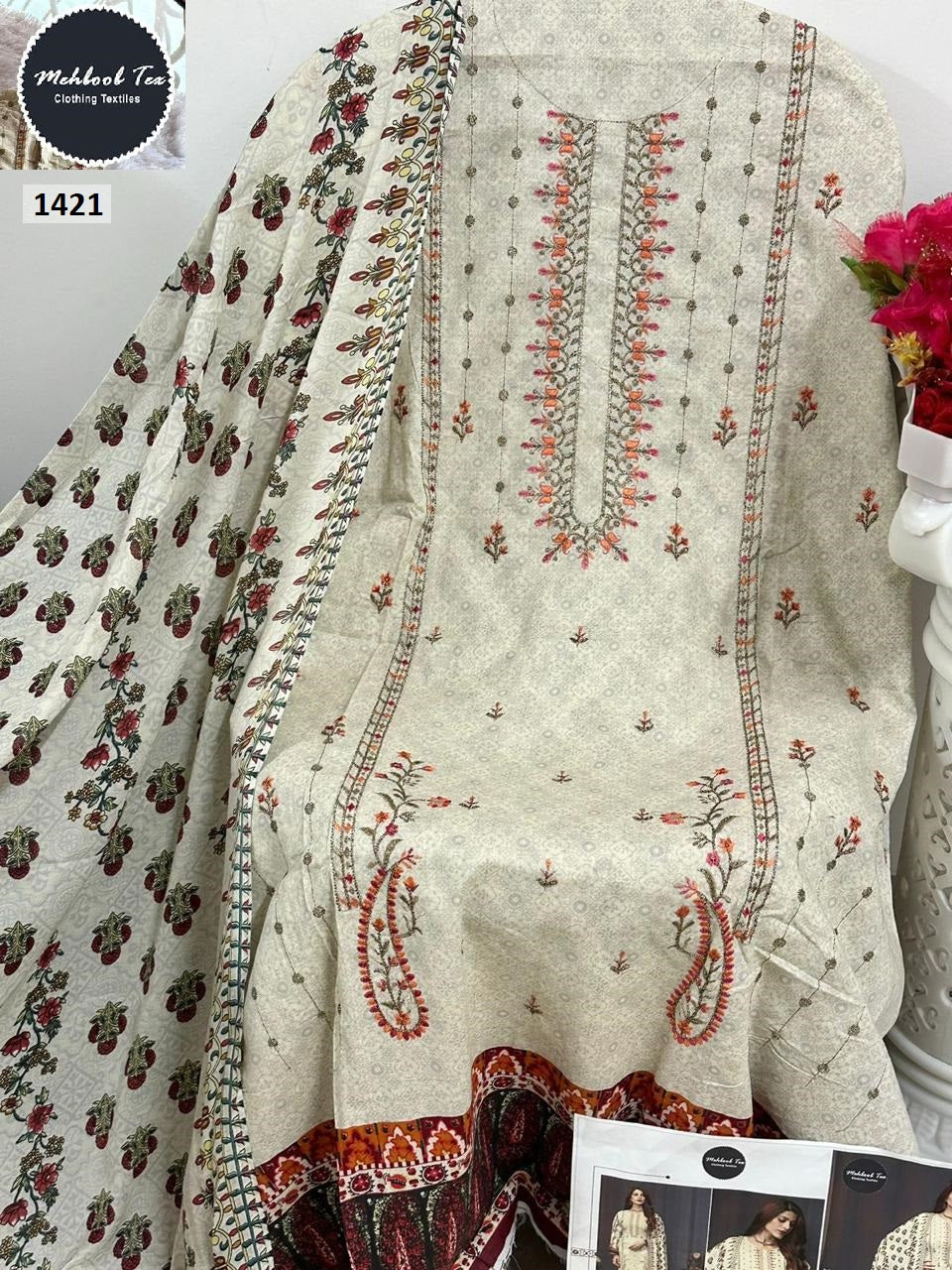 1421 Mehboob Tex Embroidered Pakistani Salwar Suits