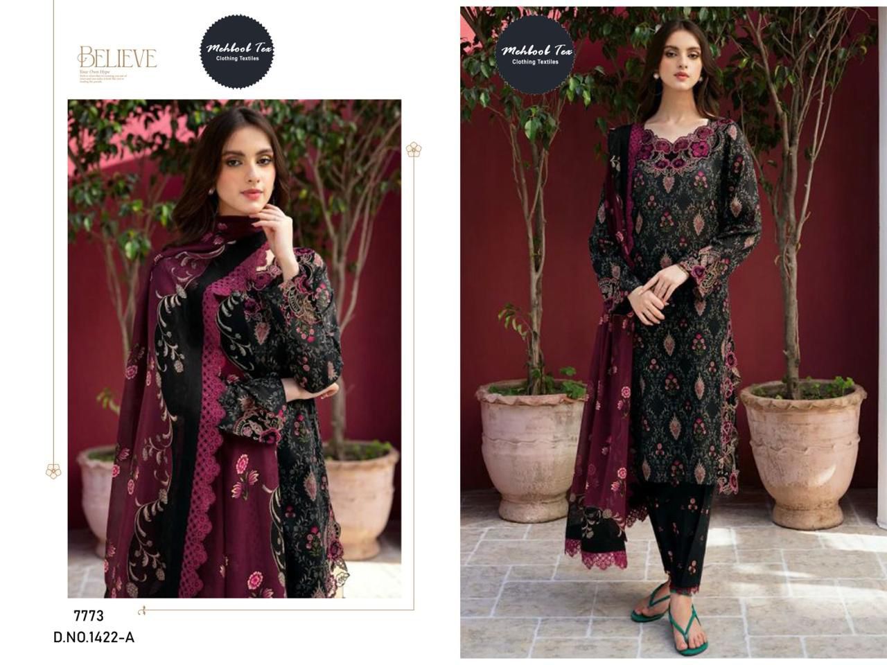 1422A Mehboob Tex Print Pakistani Patch Suits