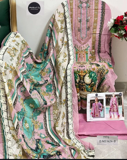 1424-B Jade Needle Wonder 24 Vol 28 Mehboob Tex Pure Cotton Pakistani Patch Suits