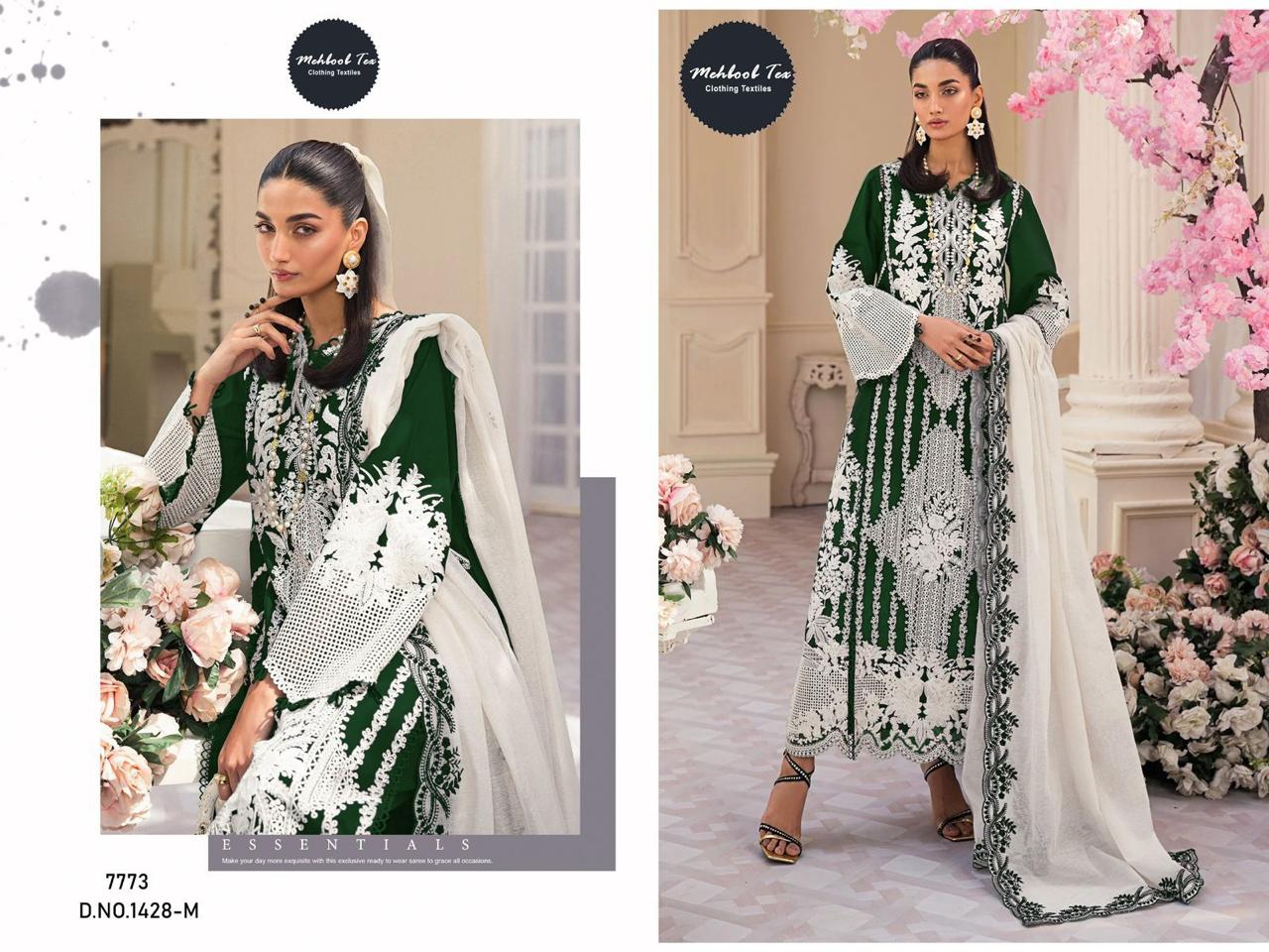 1428-M Mehboob Tex Embroidery Pakistani Salwar Suits