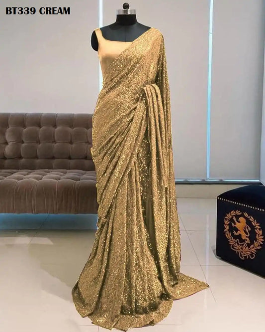 339 Cream Bt Sarees