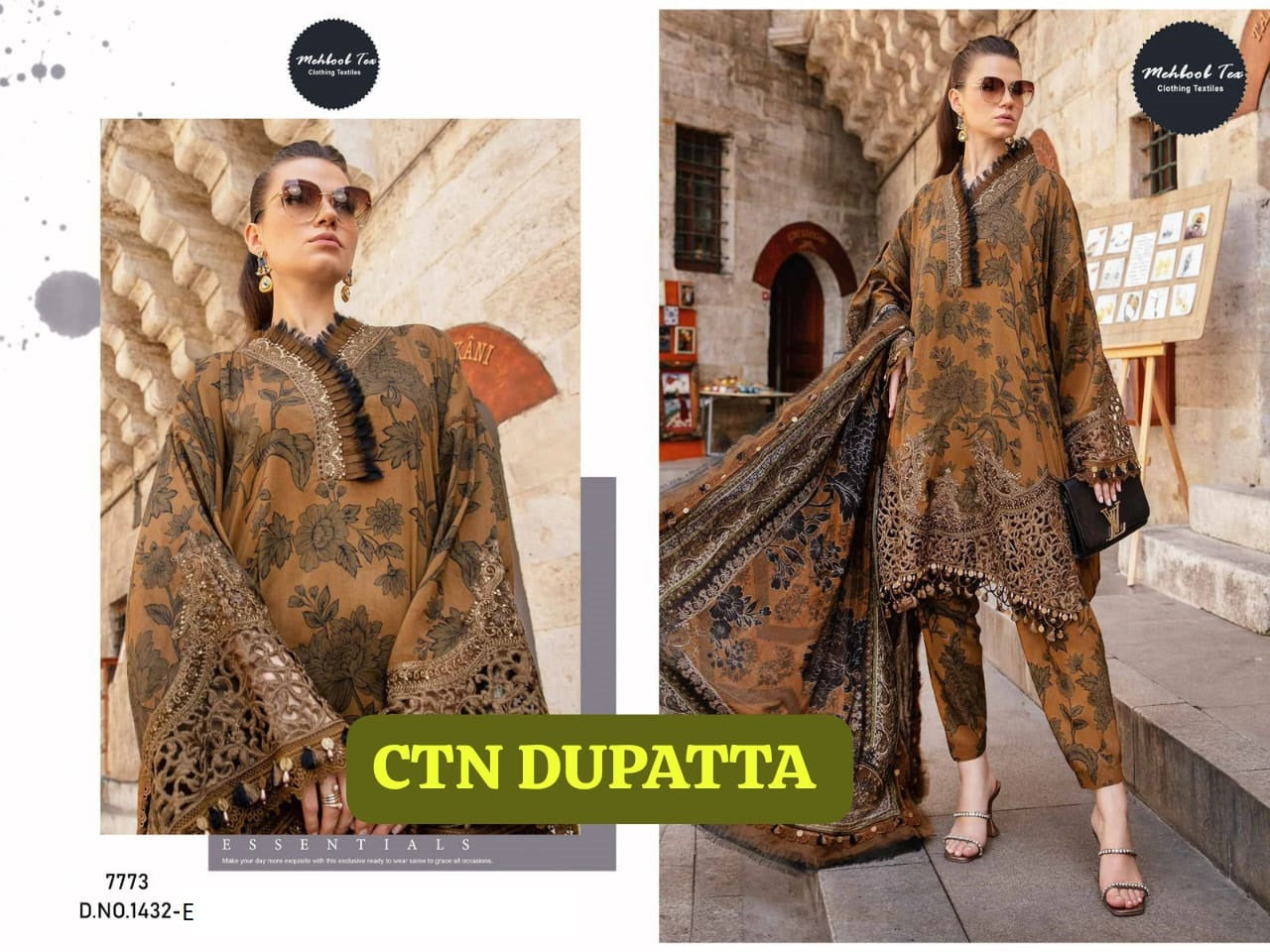 1432E Mehboob Tex Embroidery Pakistani Patch Suits