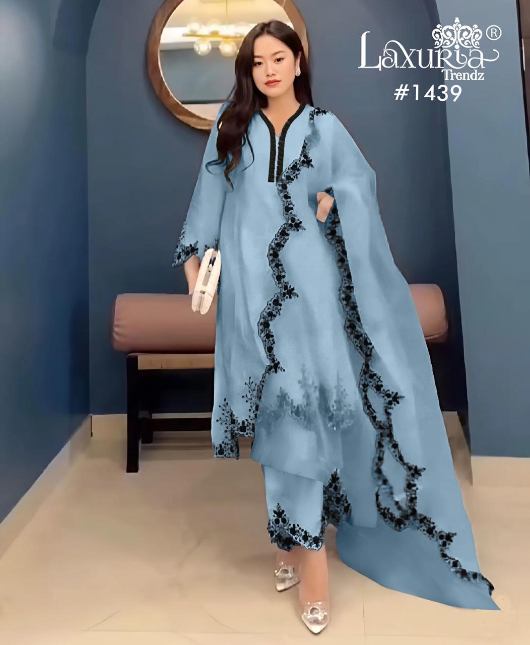 1439 Blue Laxuria Trendz Cutwork Pakistani Readymade Suits