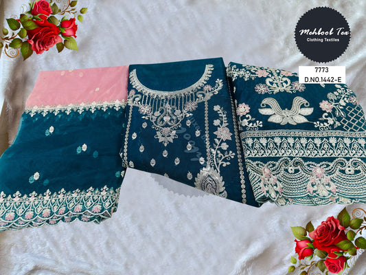 1442E Mehboob Tex Embroidery Work Pakistani Salwar Suits