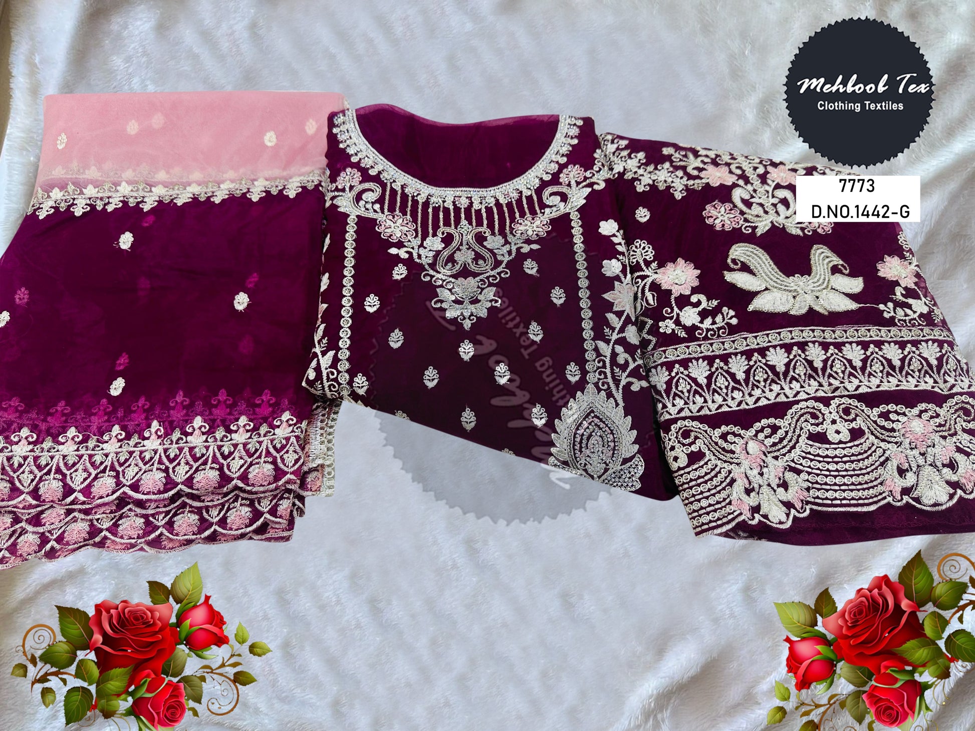 1442G Mehboob Tex Embroidery Work Pakistani Salwar Suits